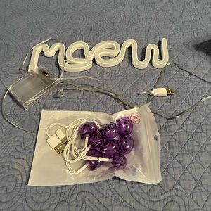 Meow neon sign and cat lights